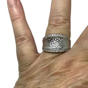 Sterling silver Cubic Zirconia concave unisex ring